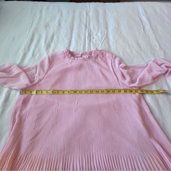 Calvin Klein NWT Pink Pleated Chiffon Sheer Sleeve Women’s Blouse Size Large - Picture 7 of 12